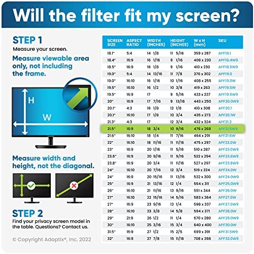 Adaptix Monitor Privacy Screen 21.5” For Desktop Computer Monitor And Imac 4K Retina – Anti-Glare, Anti-Scratch, Blocks 96% Uv – Matte Or Gloss Finish Privacy Filter Protector – 16:9 (Apf21.5W9) #TOP5