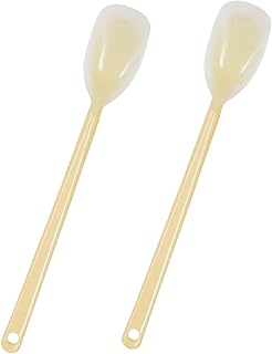 Silicone Cleaner Spoons - Set of 2 - For Scooping into Deep Bottles and Jars - Yellow - 9.1 Inches - Long Handle - Heat-Resistant - Cold-Resistant - Made in Tsubame City, Japan