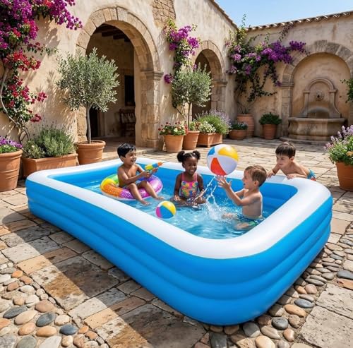 Image of Swimming Pool 10-Feet Swimming Pool Inflatable Bath Tubs for Adults Spa Swimming Bath Tub with Electric Pump 120x 72 inchx24 inch Inch - (Multi) (10-Feet)