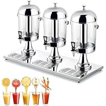 Stainless Steel Beverage Dispenser with Tap, 16L/ 24L Drinks Dispenser Container, Commercial Juice Dispenser, for Breakfast Buffet Bars Hotels Silver Three Head