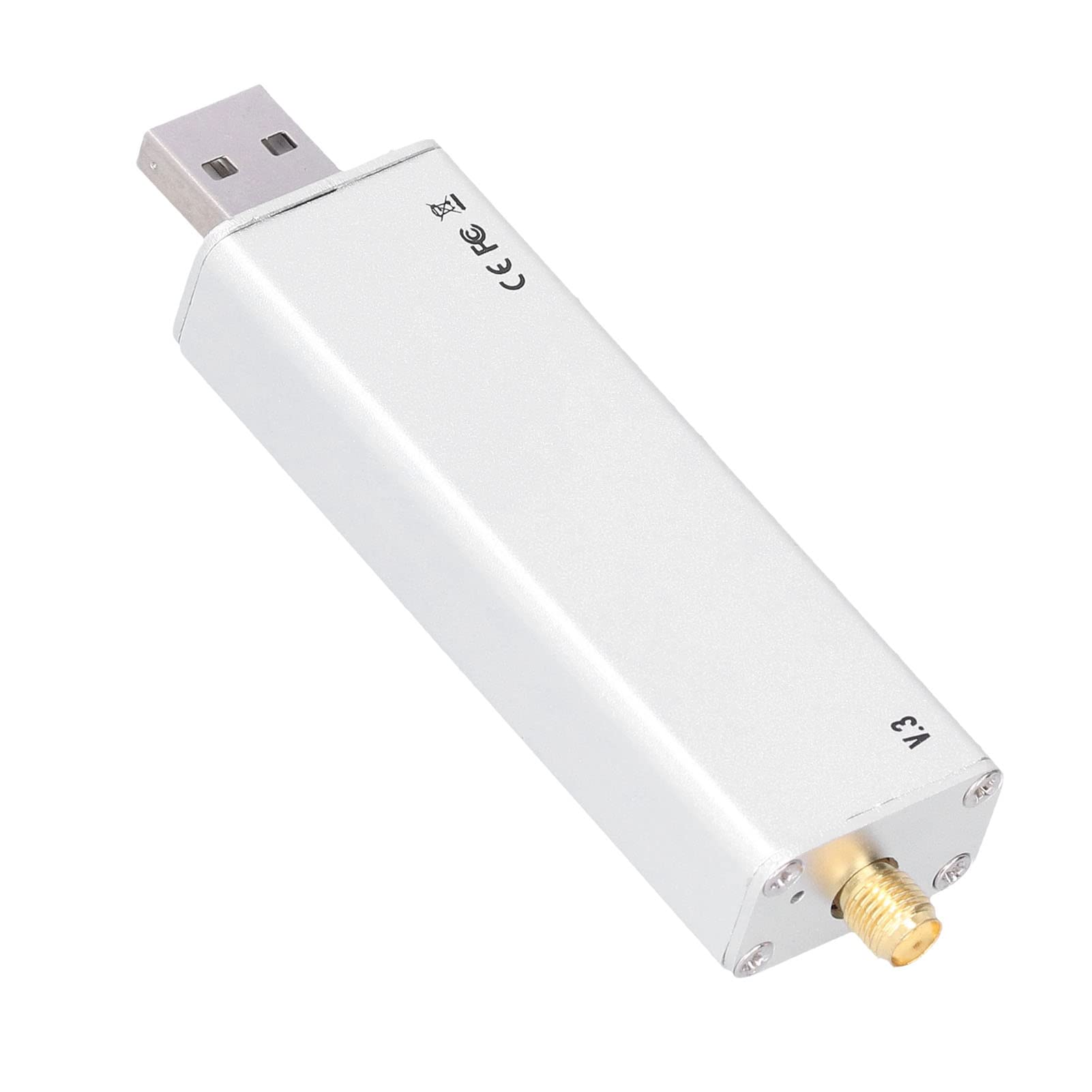 Receptor de Banda Completa de Aleación de Aluminio RTL-SDR Sintonizador de Banda Completa Estable Preciso de 0,1 MHz a 1,9 GHz para Llamadas de Intercomunicador para Radio FM