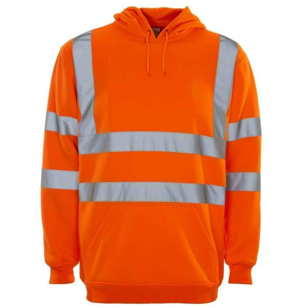 "N/A"FS-Hi Viz Vis High Visibility Jumper Hoodie Work Hooded Hoody Orange