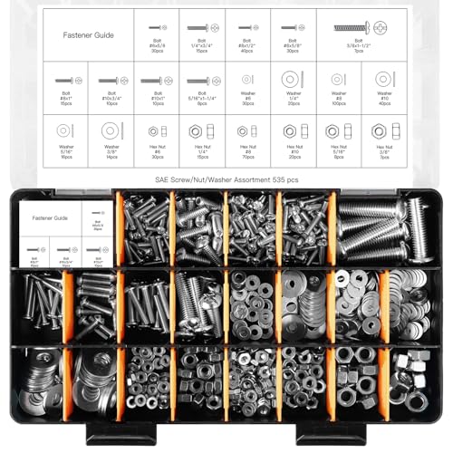HongWay-2000pcs-Hardware-Assortment-Kit-Nuts-and-Bolts-Assortment-Kit-with-64-Sizes-Bolts-Nuts-Washers-Assortment-and-Metal-Wood-Screw-Organizer-3-Trays