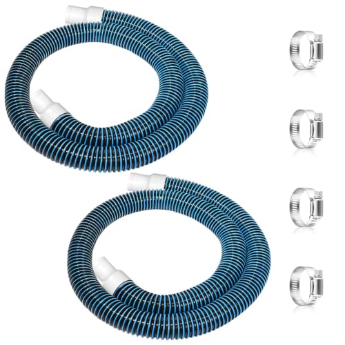 Conderyang 2 Pack 1.2559in EVA Pool Professional Hoses with 2026 Upgrade Flexible Tube Head and 4 Metal Clamps for Above Ground Pools Pump Replacement Hose Pool Supply for Heavy Duty Hose (Blue)