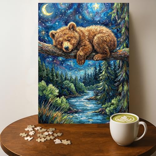 Casse-tête ours endormi 500 pièces bois 20 x 15 po