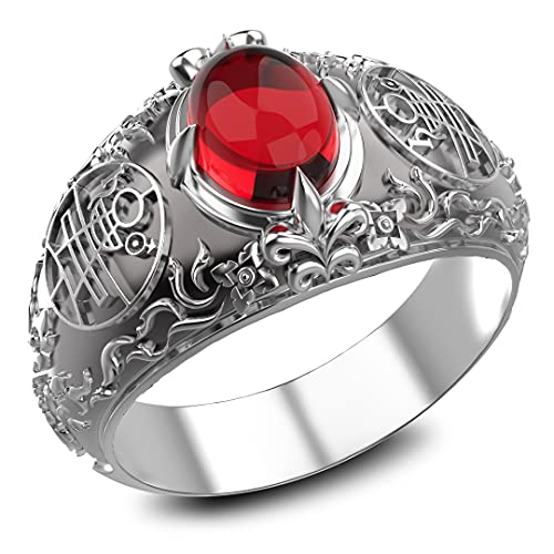 Garnet Secret Seal Of King Solomon Ring for Women's and Men's Ring 925 Sterling Silver Size 6-15 -  JEWELRY G HOUSE
