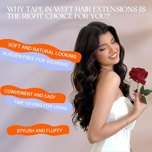 Image of Full Shine Genius Weft Hair Extensions, Ash Brown Blonde Ombre 20 Inch | 50g, Double Sided Tape in Hair Extensions Human Hair, Genius Weft, Natural Density, Wedding Styling, Smooth Movement