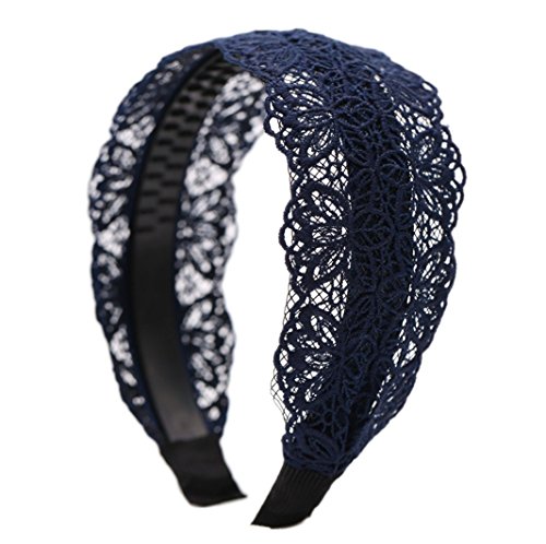 Fashion 2 Inch Wide Lace Headband Hair Band With Teeth For Women And Girls (Blue) #TOP7