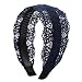 Fashion 2 Inch Wide Lace Headband Hair Band with Teeth for Women and Girls (Blue)