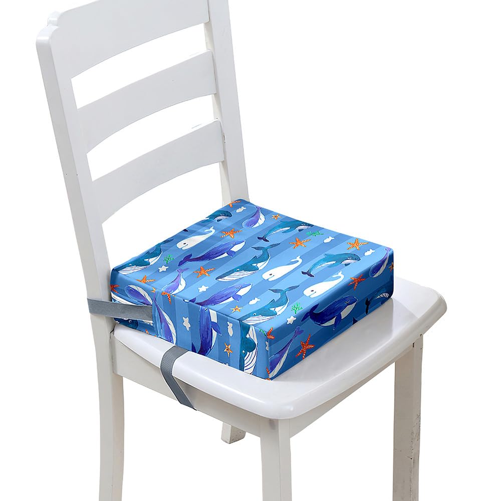 Coussin Réhausseur Portable Pour Enfant - Avec Sangles De Fixation - Design Amusant Bleu Cartoons - Pour Chaise Haute, Salle à Manger, Jardin