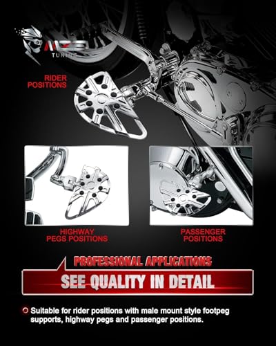 Image of MZS Motorcycle Floorboards Passenger Driver, Touring Footboards Set Wide Foot Pegs Board Pedal Stretched Chrome Compatible with Electra Street Glide Road King Ultra Glide Limited Trike Softail FLD