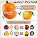 HERSITY Wooden Play Food for Kids Kitchen Cutting Fruits Toys Pretend Play Sets for Toddlers Gift for Boys Girls 18 Months+ Montessori Educational Toy