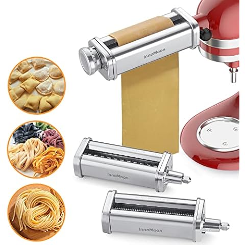 Pasta Maker Attachment for KitchenAid Stand Mixer, Includes Pasta Sheet Rollar, Spaghetti Cutter, Fettuccine Cutter, Stainless Steel Pasta Attachment Sets by InnoMoon Cover