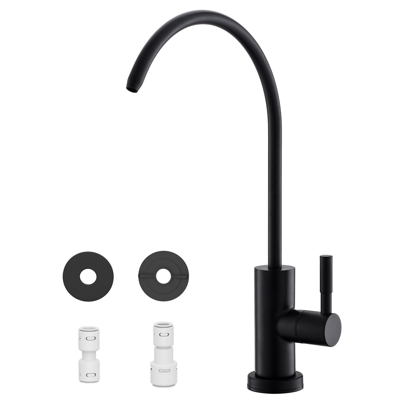 Grifos de agua potable para fregadero de cocina, grifo de filtro de agua negro mate para ósmosis inversa o sistema de filtración de agua, grifo de fregadero de barra RO, acero inoxidable