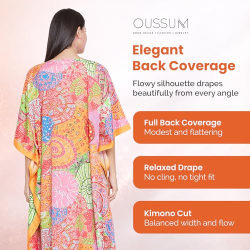 Image of Oussum Women Long Maxi Plus Size Polyester Kaftan Gown, Womens Kaftan Dresses Lounge Resort Wear, Plus Size Kaftan