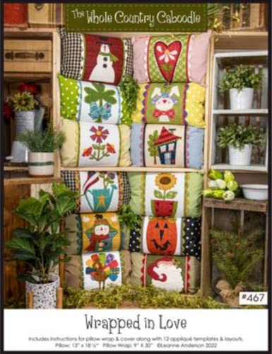 The Whole Country Caboodle Love Pillow Wrap Pattern, Multi, 13"