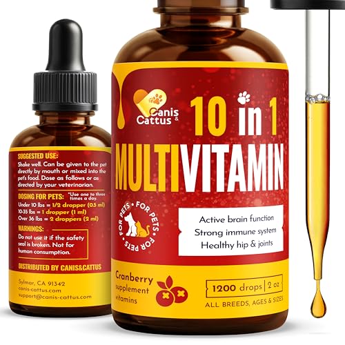Canis&Cattus 10-in-1 Multivitamin for Dogs and Cats &ndash; Daily Glucosamine, Vitamin B, C & D3 Support...
