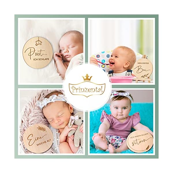 Prinzental® 40 Holz Meilensteinkarten Baby | Alle Wichtigen Meilensteine | Edel Graviertes Lindenholz | Geschenkidee für… – Bild 4