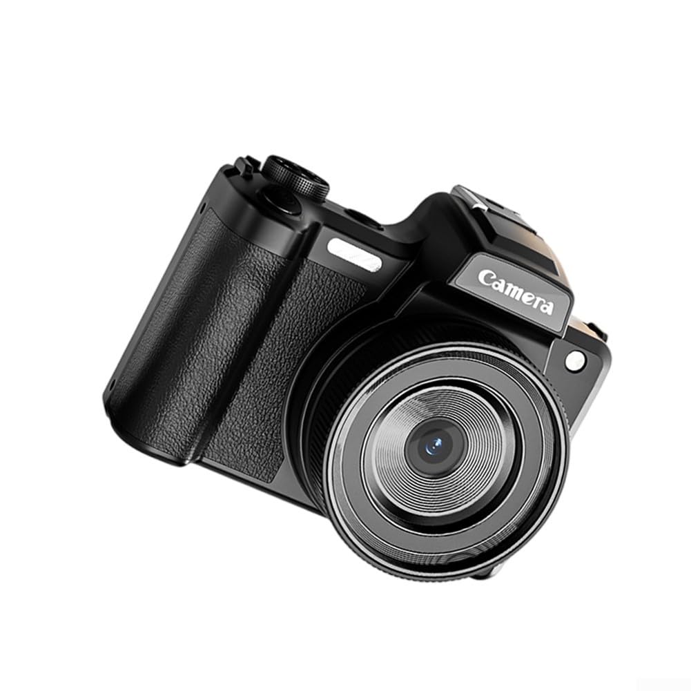 Fotocamera digitale 4K da 68 MP con zoom 28x, fotocamera WiFi Vlogging con schermo flip per fotografia, supporta microfono esterno e scheda TF da 128 GB, ideale per principianti (DC101 nero)