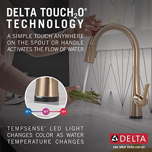 Delta Faucet Monrovia Gold Kitchen Faucet Touch, Touch Kitchen Faucets with Pull Down Sprayer, Touch2O Technology, Glass Rinser Included, Lumicoat Champagne Bronze 9191T-CZ-PR-DST