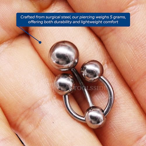 TOOLSSIDE Jewelry for Special Moments with 4 Balls - Piercing Jewelry for Women - Belly Button Ring 14 gauge, Stainless Steel Belly Button Rings, Navel Rings for Women3