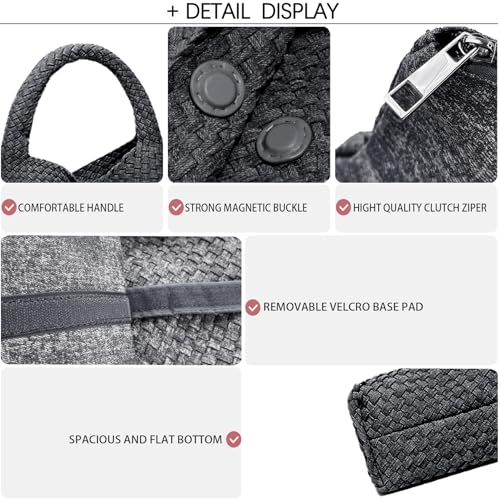 Image of JINMANXUE Woven Tote Bag for Women, Fashion Hobo Handbag, Travel Top-handle Shoulder Bag, Beach Underarm Bag with Purse