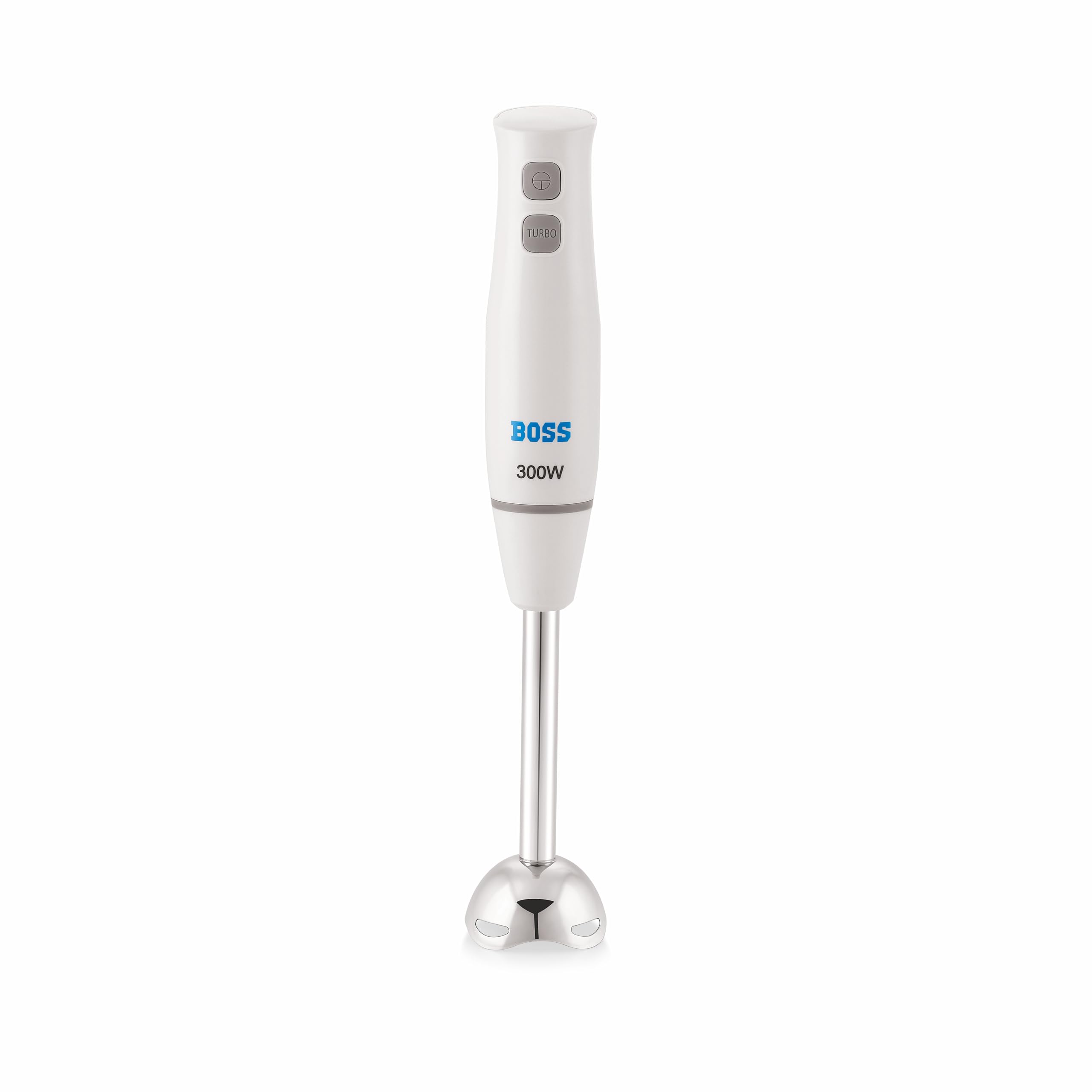 BOSS Sparkle Hand Blender 300 Watts with Stainless Steel Stem for Hot/Cold Blending | Variable Speed with Turbo & 2 Year Warranty | White