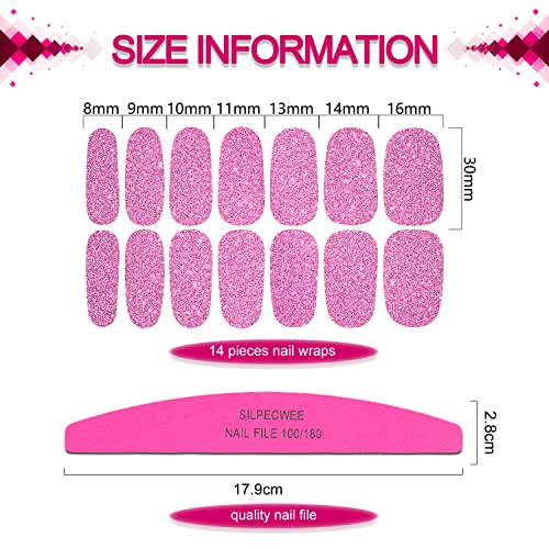 Silpecwee 24 Sheets Nail Wraps For Women Glitter Nail Polish Strips Self Adhesive Nail Polish Stickers Gel Nail Strips Fingernail Manicure Stickers For Nail Art With 1Pc Nail File #TOP5