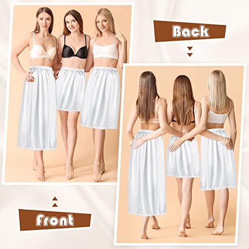Haysandy 3 Pieces Half Slips For Women 3 Kinds Of Length 19, 27, 35 Inch Slip Dress Satin Underskirt Anti Static Lace Long Underskirt (White, Xx-Large) #TOP1