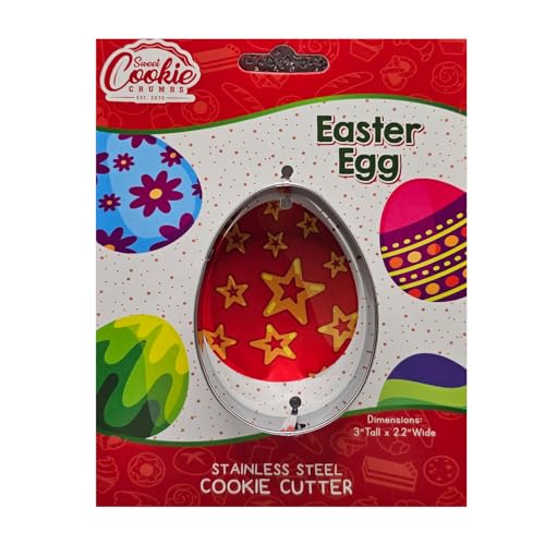 Easter Egg Cookie Cutter – Sharp & Safe Stainless Steel Cooking Utensils – Ideal For Sandwiches, Pancakes, Fruits & Crafts – Dishwasher-Safe Bakery Supplies by Sweet Cookie Crumbs (3”T x 2.2”W)