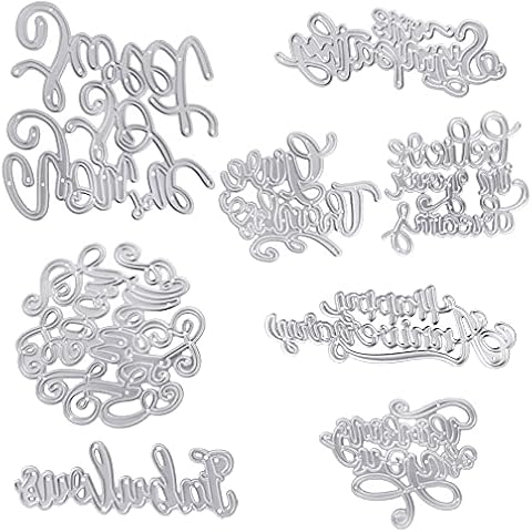 8 Pieces Cutting Die,JiaLe Metal Words Die Cuts Carbon Steel Embossing Script Die for DIY Album Card Making Supplies Cover