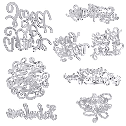 8 piezas de troquelado, JiaLe metal palabras troqueladas de acero al carbono grabado script mueren para álbum de bricolaje suministros para la creación de tarjetas Cover