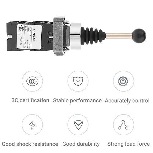Miniatura 5 de Interruptor de palanca de mando de 4 posiciones AC 380V DC 220V Momentary Spring Return Monolever Joystick Switch Momentary Joy Stick, Negro