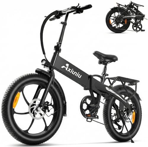 Axiniu 20” Folding Electric Bike for Adults, 850W Peak Power, 48lbs Lightweight Aluminum Frame, Up to 60 Miles Range, 25MPH Top Speed, 20x3 Fat Tires, Portable Electric Bicycle for Commuting & Travel