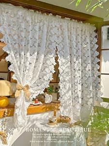 Daliena Weiße Spitze Scheibengardine Blumen Vintage 120x150cm