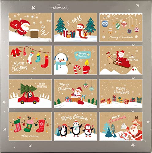24 Tarjetas de Navidad con 24 Sobres, Navidad Tarjeta de Felicitación, Navidad Conjunto, Tarjeta Exquisita para Navidad, Postales para Navidad, Tarjetas Navidad Niños, Felicitación de Feliz Navidad Cover