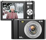 【Full HD Digitalkamera】 2,8 Zoll IPS LCD Display mit 16 fachem Digitalzoom, integriertem Blitz; Unterstützt eine HD Videoauflösung von bis zu 2,7 KB und eine Bildauflösung von 44 MP, sodass Ihre Videos und Fotos klarer und realistischer aussehen.