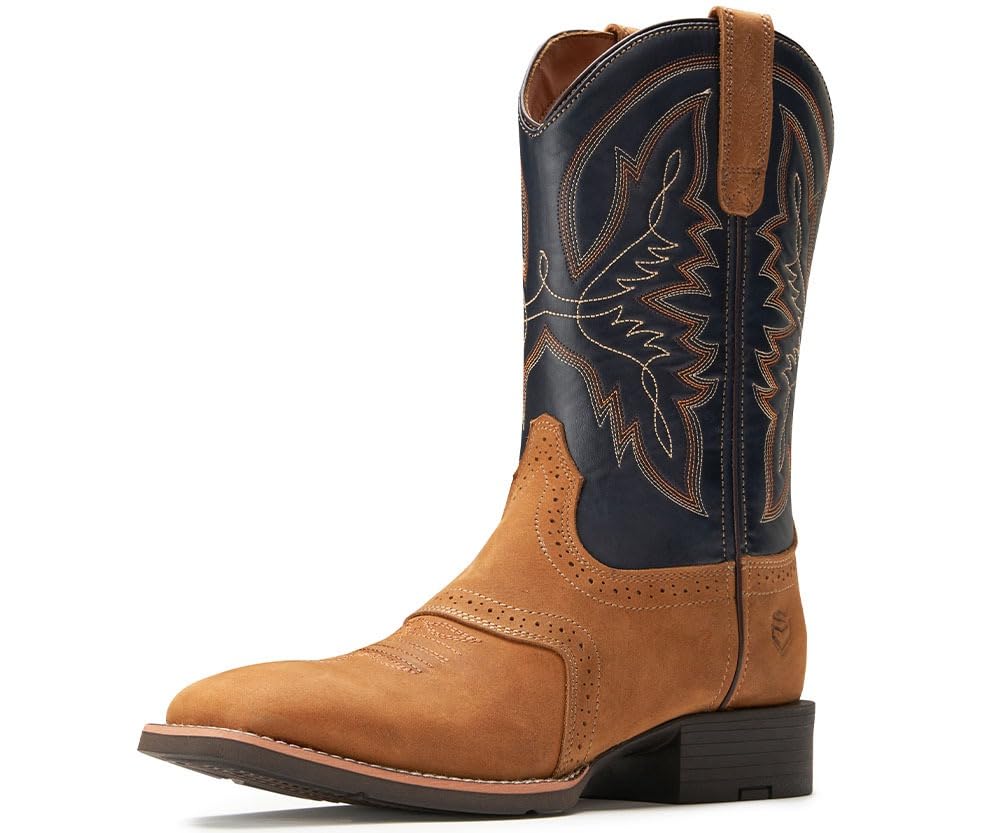 SUREWAY Western Boots For Men Mens Square Toe Cowboy Boot,Oil/Slip  Resistant,Durable Fashionable Classic Pull on 10 Inch Wellington Boots  Soft Toe - Main Image