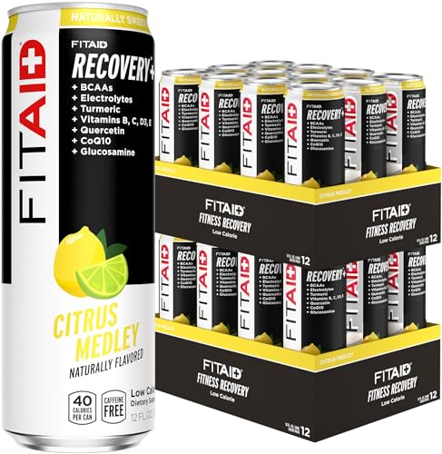 Image of FITAID Recovery Blend, 100% Clean and Paleo Friendly, BCAAs, Glucosamine, Electrolyes, L-Glutamine, L-Arginine, Turmeric, Naturally Sweetened, Vegan 12 Fl Oz (Pack of 24)