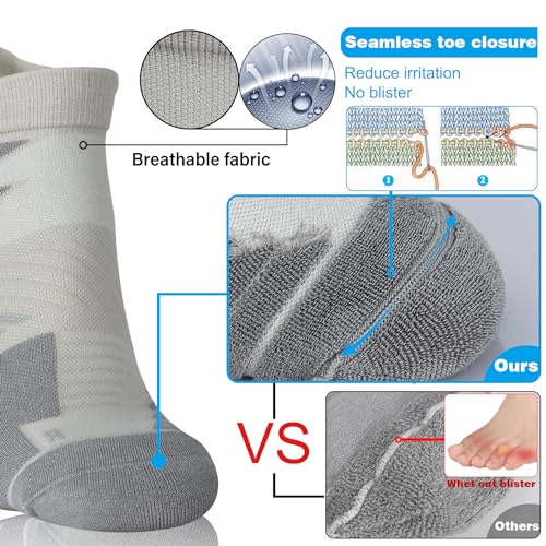 Image of Hylaea No Show Running Athletic Anti-Blister Wicking Coolmax Socks, Seamless Anti-odor
