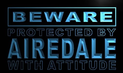 Preisvergleich Produktbild ADVPRO m479-b Beware Airedale Neon Light Sign Barlicht Neonlicht Lichtwerbung