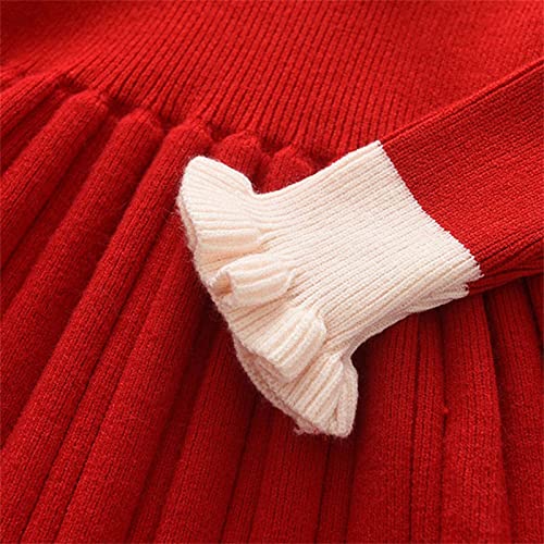 EnJoCho Toddler Warm Blouse Babys Kids Toddler Girls Solid Spring Winter Ruffled Long Sleeve Knit Sweater Princess Dress4