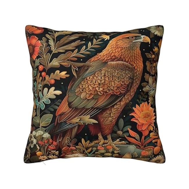 William Morris Fox Hares Blue Green Floral Forest Throw Pillow Covers Decorative Outdoor Soft Pillowcases Home Decor Living Room Cushion Case for Bed Couch Car 12x20 Inch