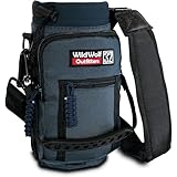 Water Bottle Holder for 32oz Bottles by Wild Wolf Outfitters - Blue - Carry, Protect and Insulate Your Best Flask with This Military Grade Carrier w/ 2 Pockets & an Adjustable Padded Shoulder Strap.