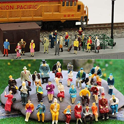 100 Pezzi Dipinto Figure Treno Modello Persone Figure Persone Minuscole Mini Persone Figurine Dipinto Mano Seduto E in Piedi per Scene in Miniatura, Treno, Ferrovia, Tavolo di Sabbia, Scala 1:75