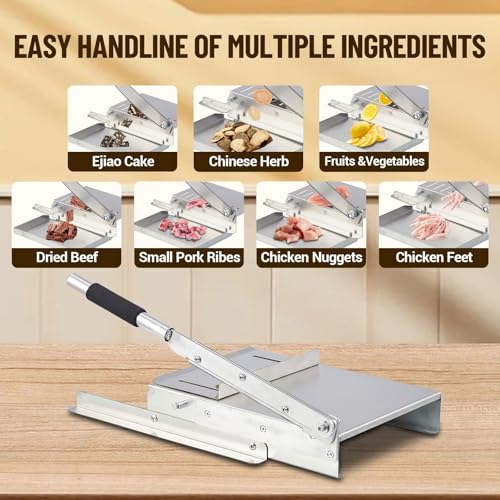 Manual Meat Slicer, Portable Frozen Meat Cutter, Stainless Steel Vegetable Meat Cleavers Beef Mutton Roll Slicing Machine for Home Restaurant Cooking Hotpot
