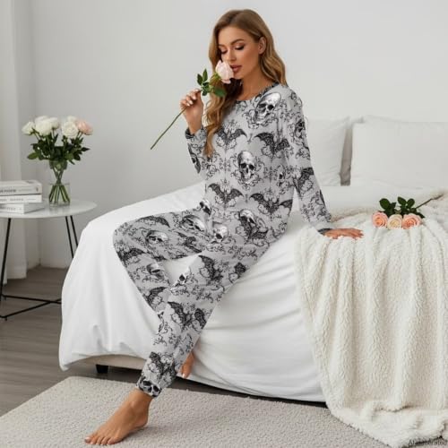Image of Women's 2 Piece Printed Pajama Set Long Sleeve Sleepwear Set with Long Pants Casual Lounge Sets with Pocket