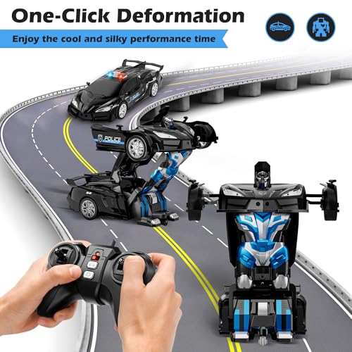 Toforo Remote Control Car, Transform Robot Rc Cars, 2.4Ghz 1:18 Scale Transforming Police Toy Cars With One-Button Deformation And 360° Rotating Drifting, Gift For Kids 8-12 Boys Girls thumb #2