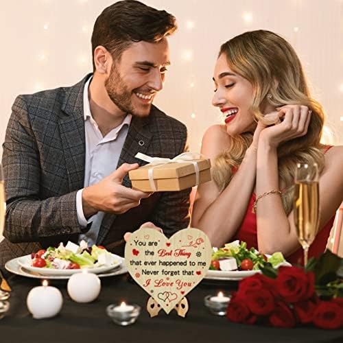 Jetec I Love You Handmade Wooden Heart Shaped Plaque with Sayings Keepsake Sign Anniversary Christmas Valentines Gift For Girlfriend Boyfriend Husband Wife Home Decoration 14 x 14 cm