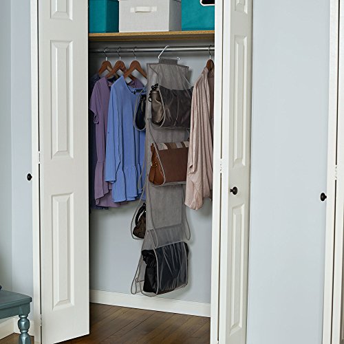 Household Essentials 66490 Linen 8 Pocket Hanging Handbag Storage Organizer, Gray #TOP3